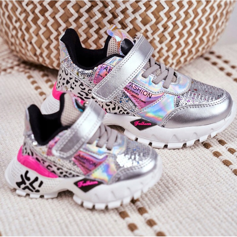 FRROCK Sport gyermekcipő tépőzáras ezüsttel Légy boldog szürke 6