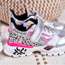 FRROCK Sport gyermekcipő tépőzáras ezüsttel Légy boldog szürke 7