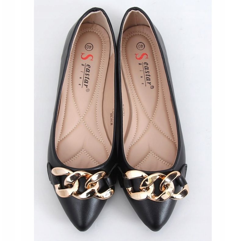Fekete CD82P Fekete balerinák lánccal 1