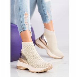 SHELOVET Magas textil cipők bézs 1