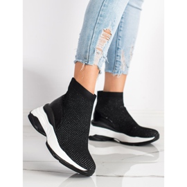 SHELOVET Magas textil cipők fekete 1