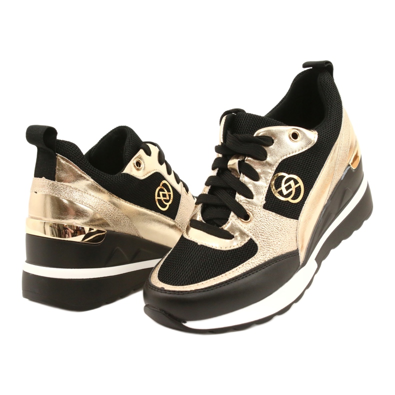 Evento Női Wedge tornacipő 21PB35-4001 Black Gold Roxet fekete aranysárga 3