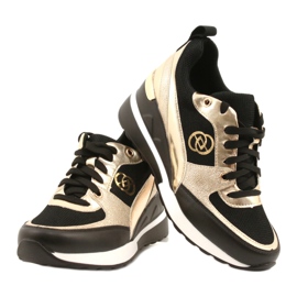 Evento Női Wedge tornacipő 21PB35-4001 Black Gold Roxet fekete aranysárga 4