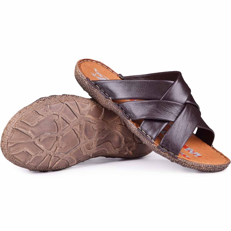 Kampol Férfi bőrpapucs 214 / BR barna 1