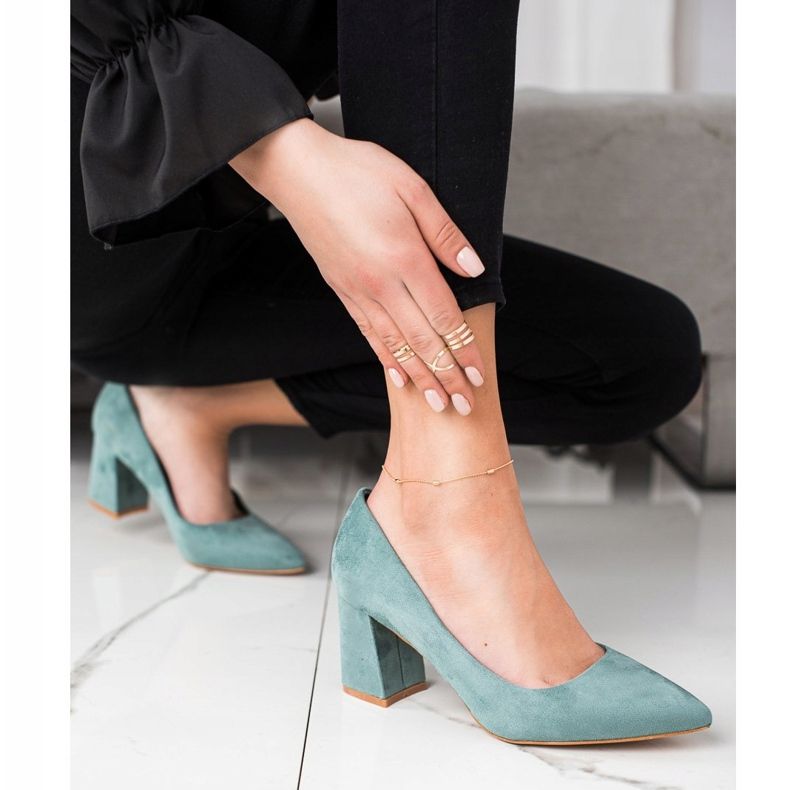 Klasszikus velúr VINCEZA szivattyúk zöld 2