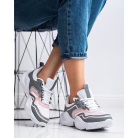 SHELOVET Könnyű sportcipők fehér rózsaszín szürke 2