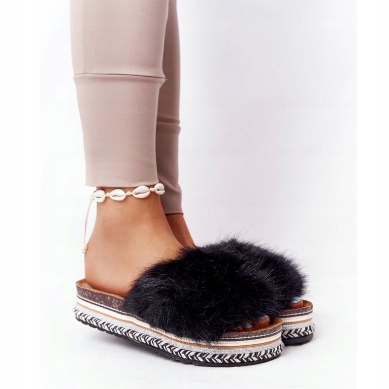 PS1 Fekete kaland platform papucs szőrmével sokszínű 1 PS1 Fekete kaland platform papucs szőrmével sokszínű 1