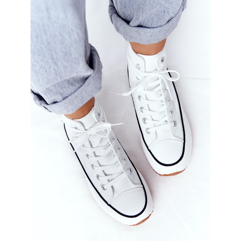 PS1 Bőr cipők, fehér Coachella platformon 2