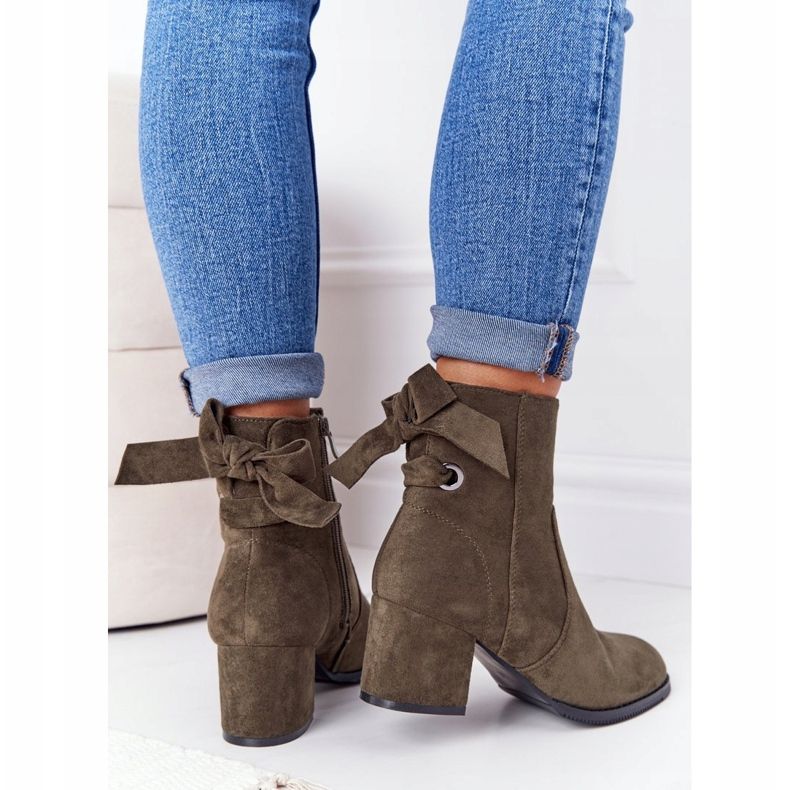 PJ1 Női zöld meleg csizma sarkon Kayla 2