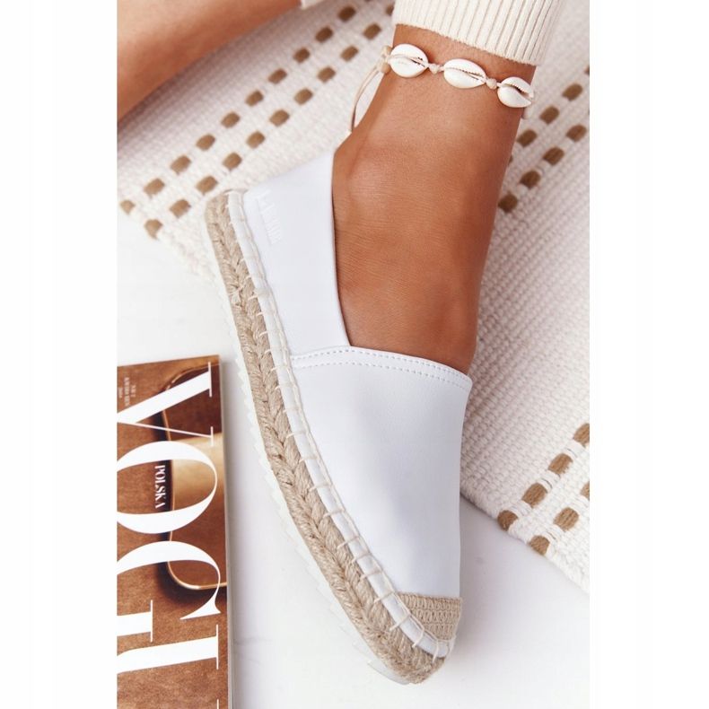 Bőr espadrillák fonott talpán Big Star HH274506 Fehér 2