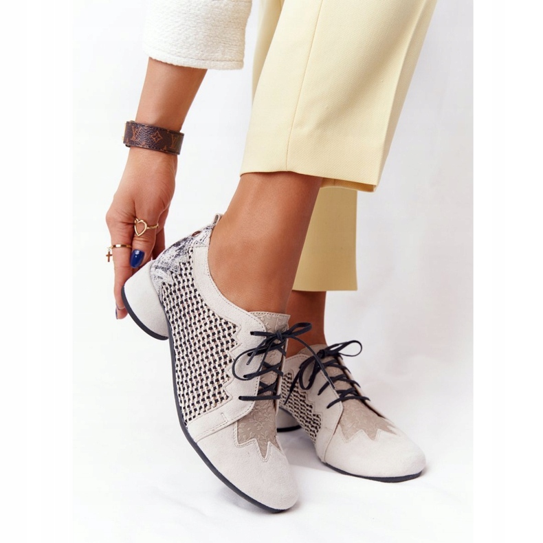 Fonott magassarkú cipő Maciejka 04890-04 Bézs 1