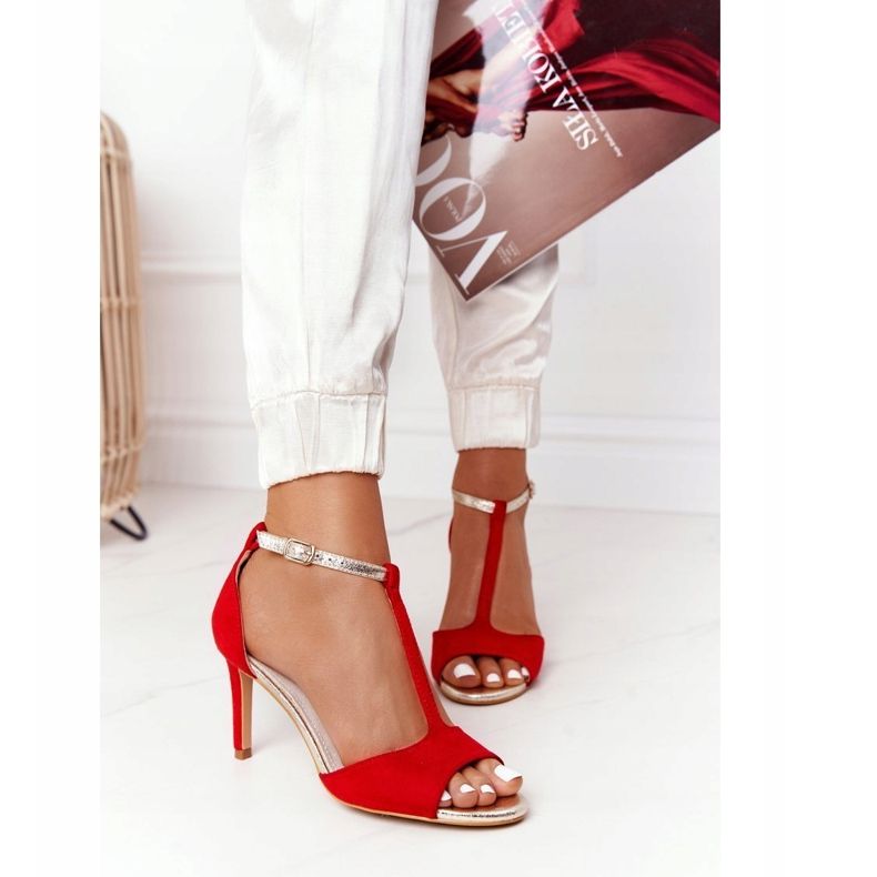 S.Barski Szandálok Szpilce S. Bararski 280-58 Red-Gold piros aranysárga 2