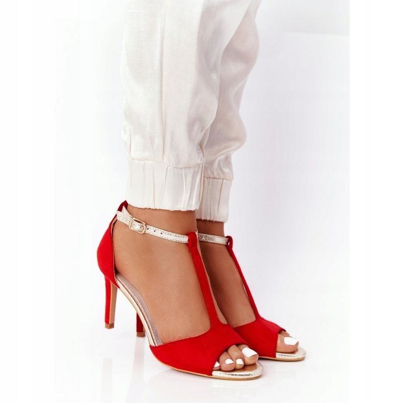 S.Barski Szandálok Szpilce S. Bararski 280-58 Red-Gold piros aranysárga 1