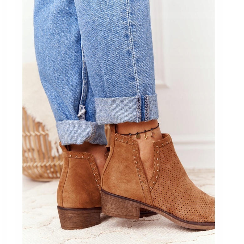 PS1 Áttört csizma kivágással, Camel Clever barna 2