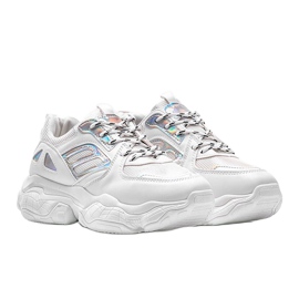 Fehér és ezüst cipők vastag Annette talpon 1