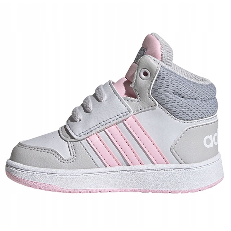 Adidas Hoops Mid 2.0 I gyermekcipő fehér és rózsaszín FY9290 szürke 1