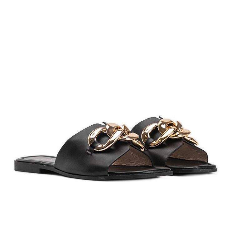 Fekete papucs, arany Liberty lánccal 1