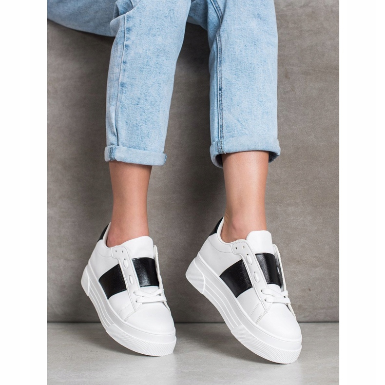 SHELOVET Cipők Eco bőrrel a platformon fehér 1