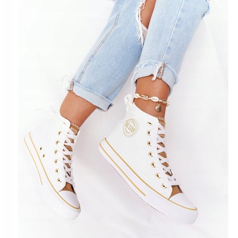 Női magas tornacipő Big Star HH274450 Fehér bézs 2