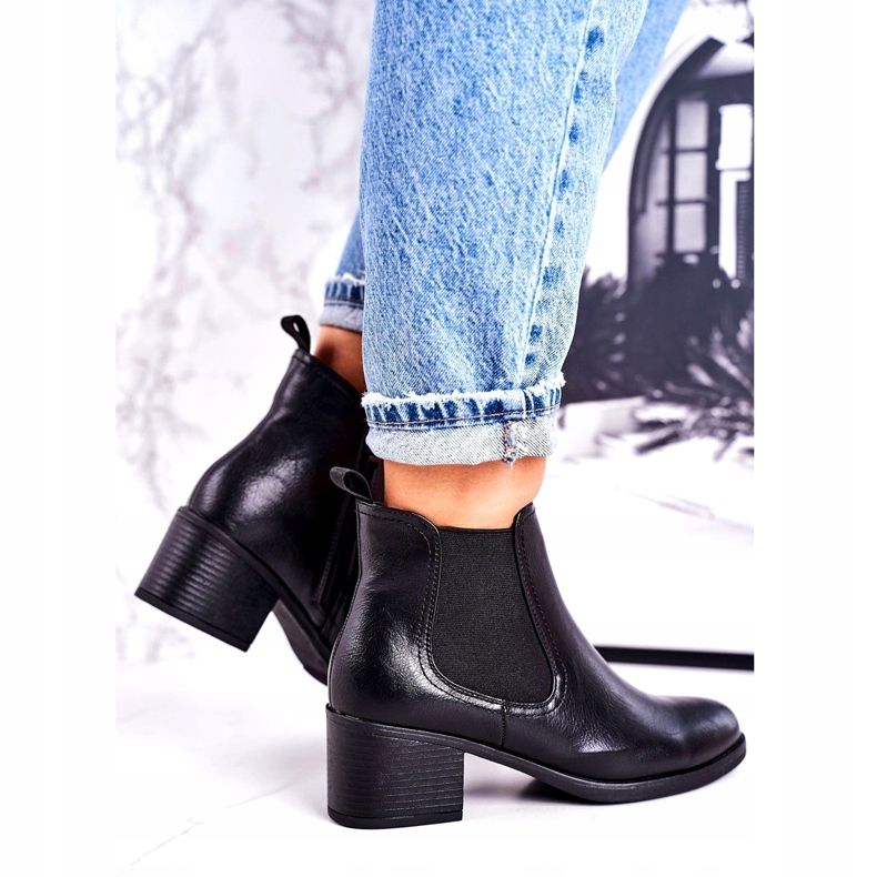 J. Star Női meleg csizma Jodhpur csizma sarkán Fekete Forevermore 3