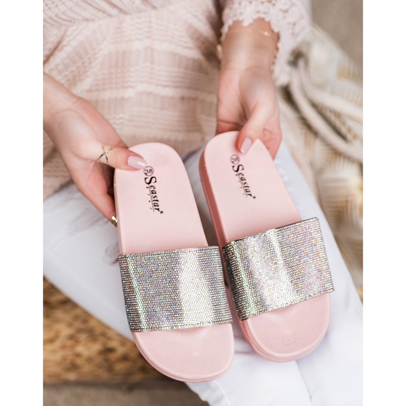 Seastar Papucs kristályokkal rózsaszín 2