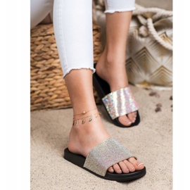 Seastar Papucs kristályokkal fekete ezüst 2