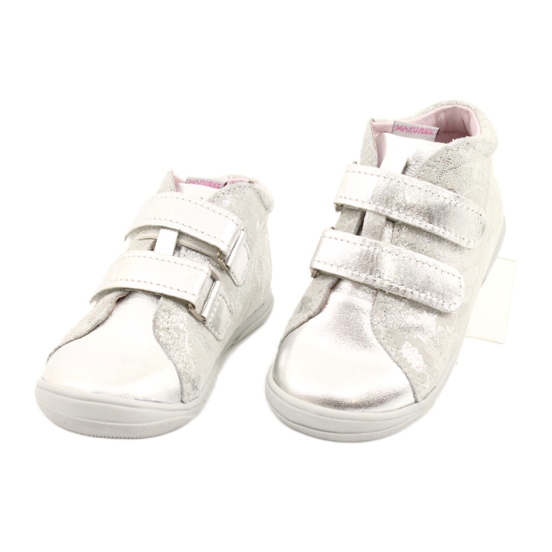 Mazurek Tépőzáras sportbőr bokacsizma 1264 ezüst virág 2