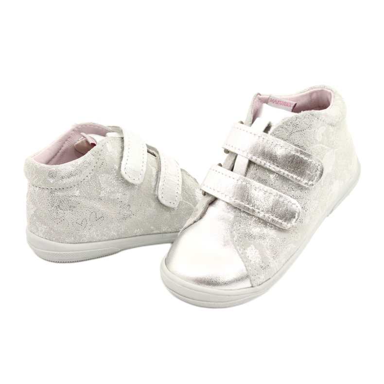 Mazurek Tépőzáras sportbőr bokacsizma 1264 ezüst virág 3