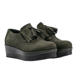 Zöld velúr cipő a Makenzie ékén 1