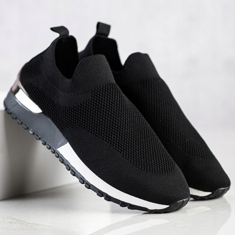 SHELOVET Textil áttört cipők fekete 1