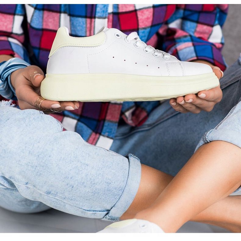 SHELOVET Cipők a zöld platformon fehér 1