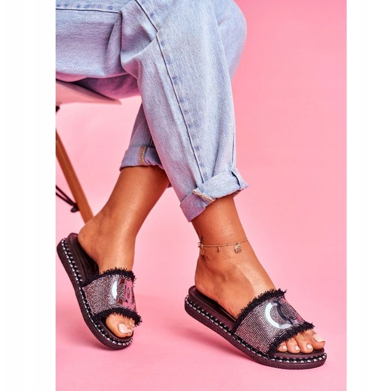 PS1 Papucsok kristályokkal a fekete Candy Man platformon 1 PS1 Papucsok kristályokkal a fekete Candy Man platformon 1