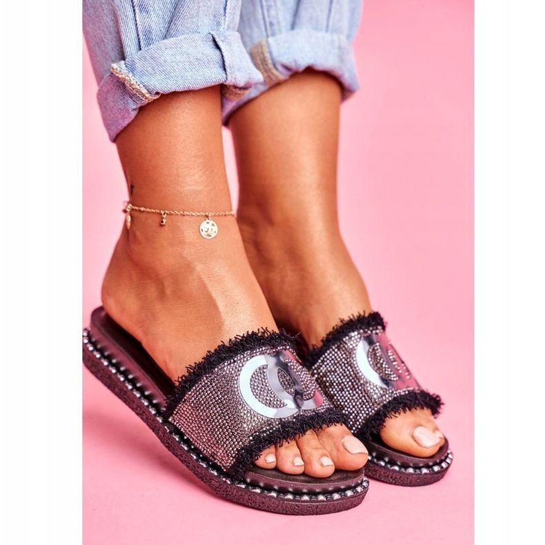 PS1 Papucsok kristályokkal a fekete Candy Man platformon 2