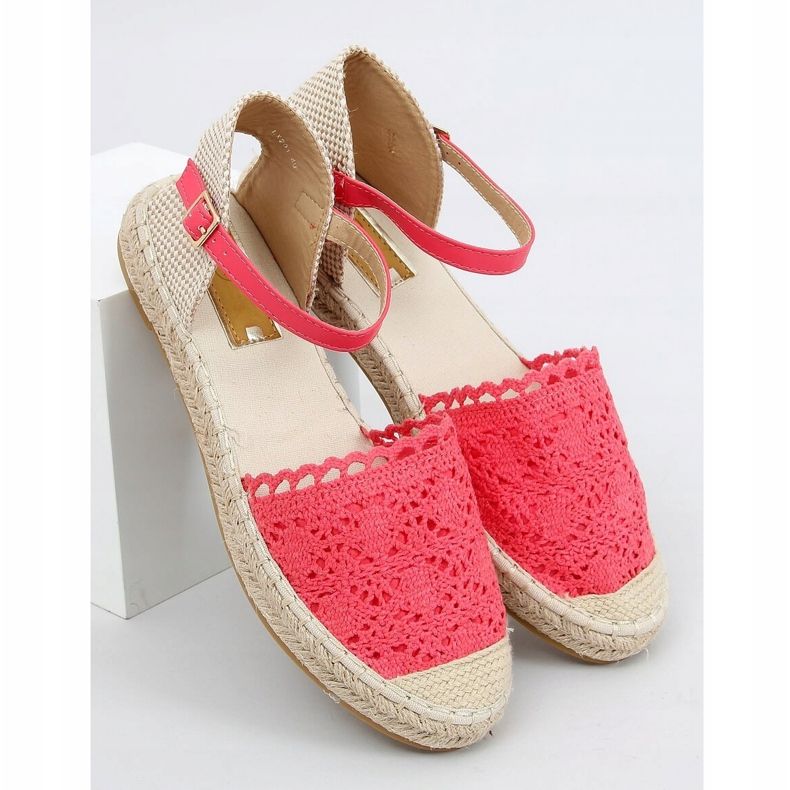 Málna csipke espadrilles LX201 Red piros rózsaszín 1