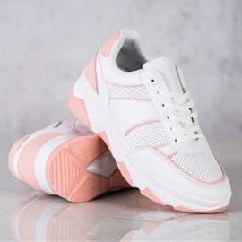SHELOVET Alkalmi sportcipő fehér rózsaszín 1