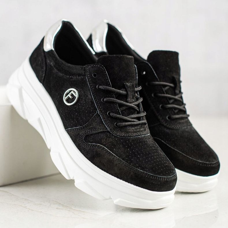 Filippo Bőr cipők a platformon fekete 1