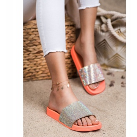 Seastar Papucs kristályokkal narancssárga ezüst 1