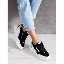 SHELOVET Stílusos velúr cipők fehér fekete 2