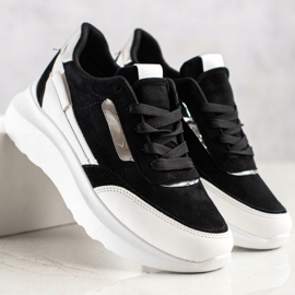 SHELOVET Stílusos velúr cipők fehér fekete 1