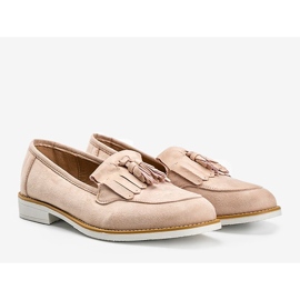 Bézs velúr cipő Lorena rojtokkal 1