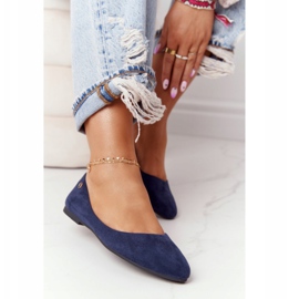 Velúr balerinák Sergio Leone BL622 Navy blue kék 2