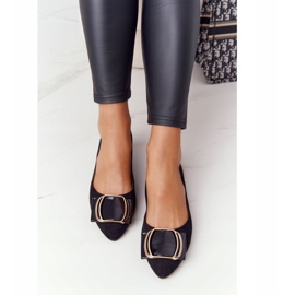 Velúr balerinák csattal Sergio Leone BL623 ​​fekete 2