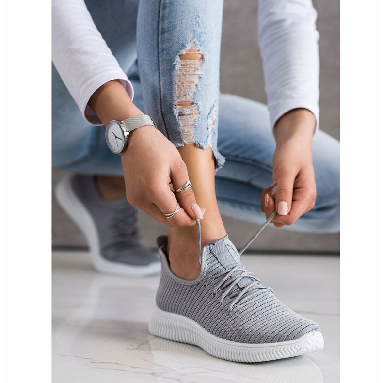 SHELOVET Kényelmes csúszós cipők szürke 2