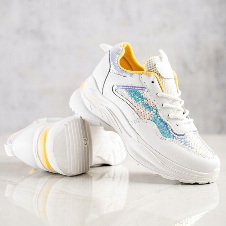 SHELOVET Cipők flitterekkel fehér 1