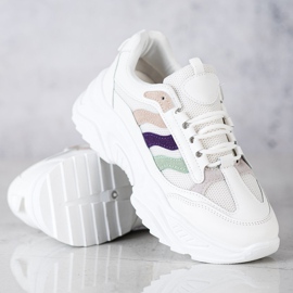 SHELOVET Cipők színes csíkokkal fehér 1