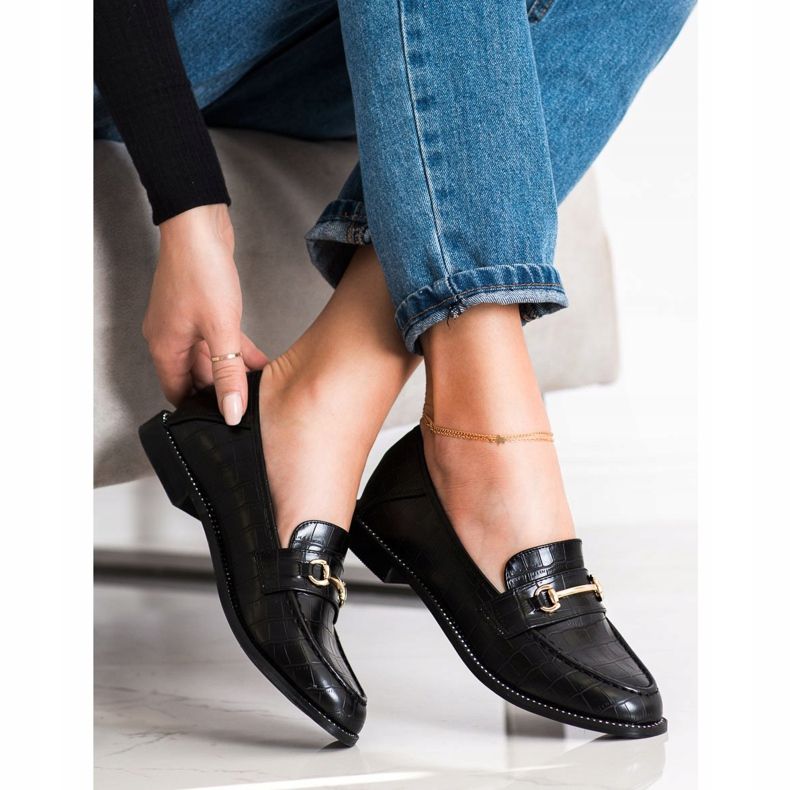 SHELOVET Elegáns cipők köbös cirkóniummal fekete 1