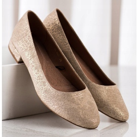 Sergio Leone BL625 lapos sarkú balerinák bézs aranysárga 2