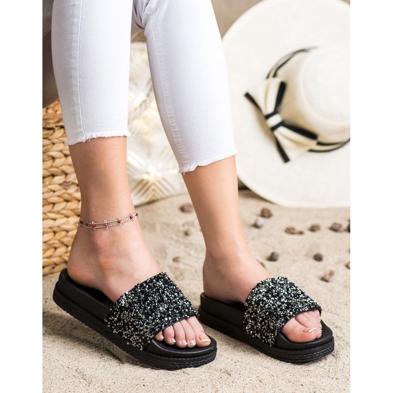 Seastar Divatos papucs a Paltform -on fekete ezüst 1