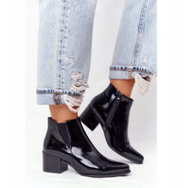 Lakkozott csizma a magas sarkú Sergio Leone BT153 fekete 2