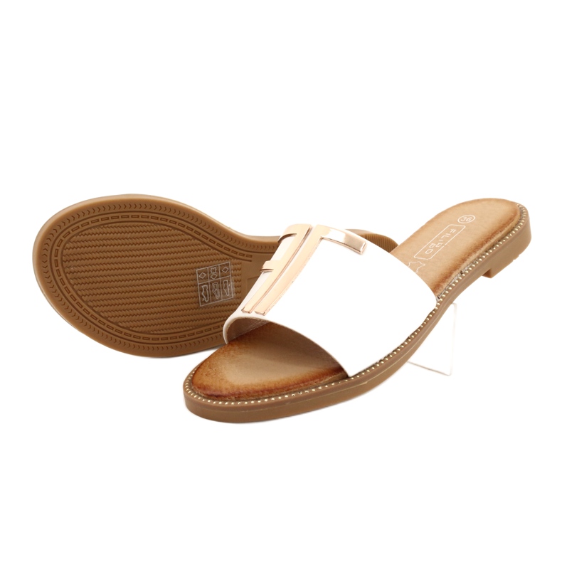 Filippo Divatos női fehér és arany papucs 2